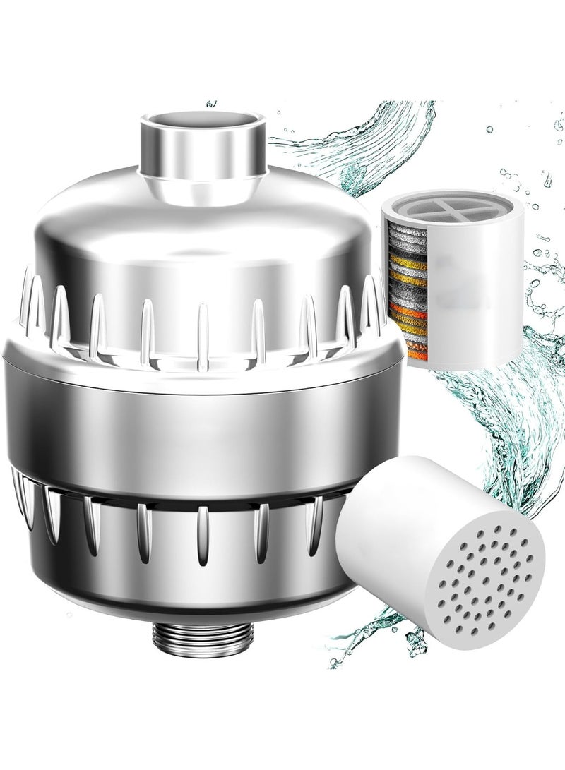 Celeritek 30 Stage Shower Filter with 2 Replaceable Filter Cartridges for Hard Water - High Output Shower Water Filter to Remove Chlorine Fluoride Heavy Metals - Image 1
